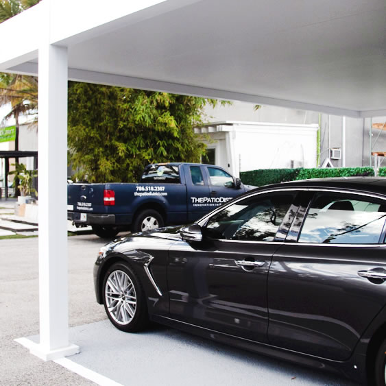 Modern parking lot with aluminum carport