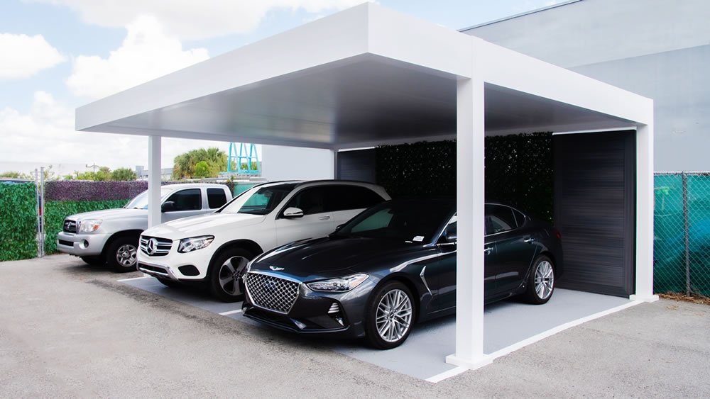 aluminum carport with flat roof for 2 cars