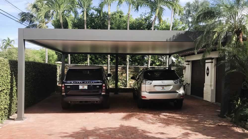 Carport wall-mounted in gray for 2 cars