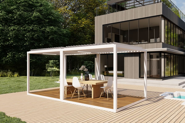 double louvered cabana in white